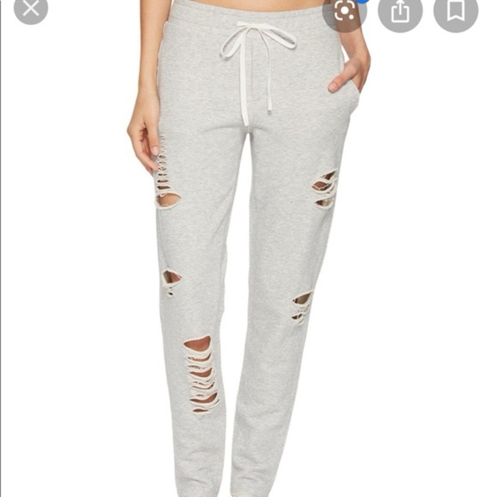 ALO Yoga Gray Distressed Joggers